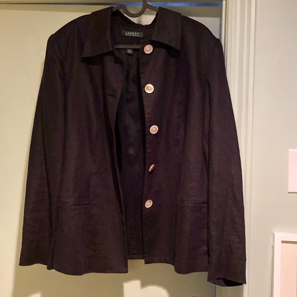 Ralph Lauren Black Linen Jacket Size 14W - Picture 2 of 6